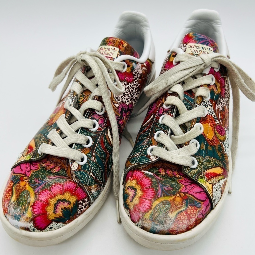 ADIDAS STAN SMITH WOMENS COLORFUL FLORAL & FRUITY LACE UP LEATHER SNEAKERS SZ 7